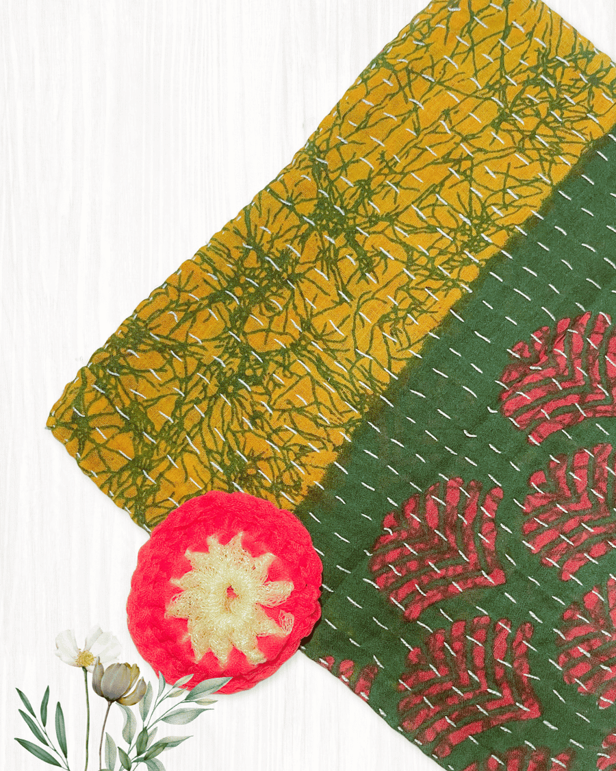 Kantha Dish Cloth + Dish Scrubber Gift Set